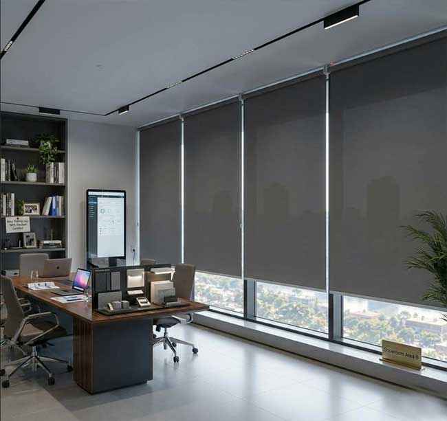 Mành cuốn cửa kính lớn cho showroom và văn phòng