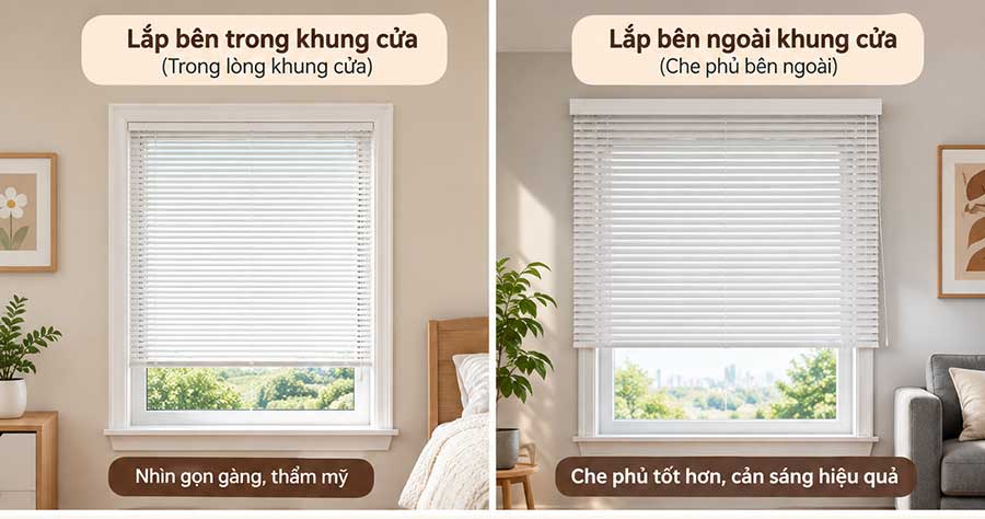 Rèm cửa sổ lắp lọt lòng và phủ bì