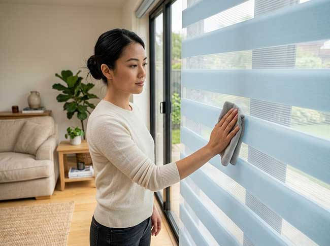 Vệ sinh rèm bằng khăn ẩm