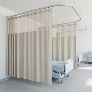 Rèm bệnh viện kháng khuẩn cho giường bệnh màu kem có lưới thoáng khí