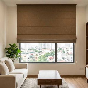 Rèm Roman chống nắng cản nhiệt cho cửa sổ màu nâu đất