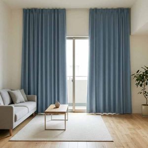 Rèm vải 1 lớp cản nắng đơn giản hiện đại màu xanh ghi